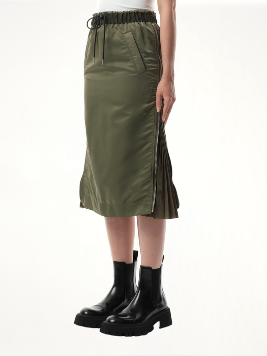 Nylon Twill Skirt in Khaki