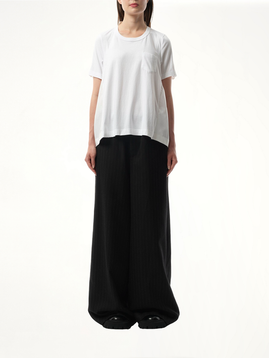 Cotton Poplin x Cotton Jersey T-Shirt in White/Off White