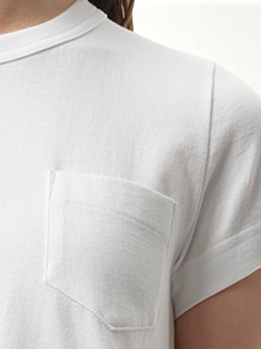 Cotton Poplin x Jersey T-Shirt in White/Off White