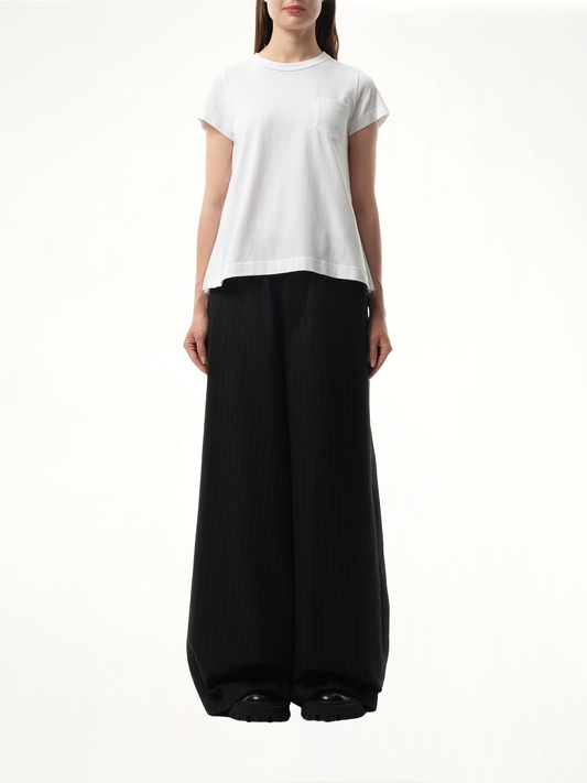 Cotton Poplin x Jersey T-Shirt in White/Off White