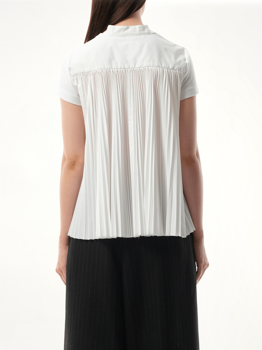 Cotton Poplin x Jersey T-Shirt in White/Off White