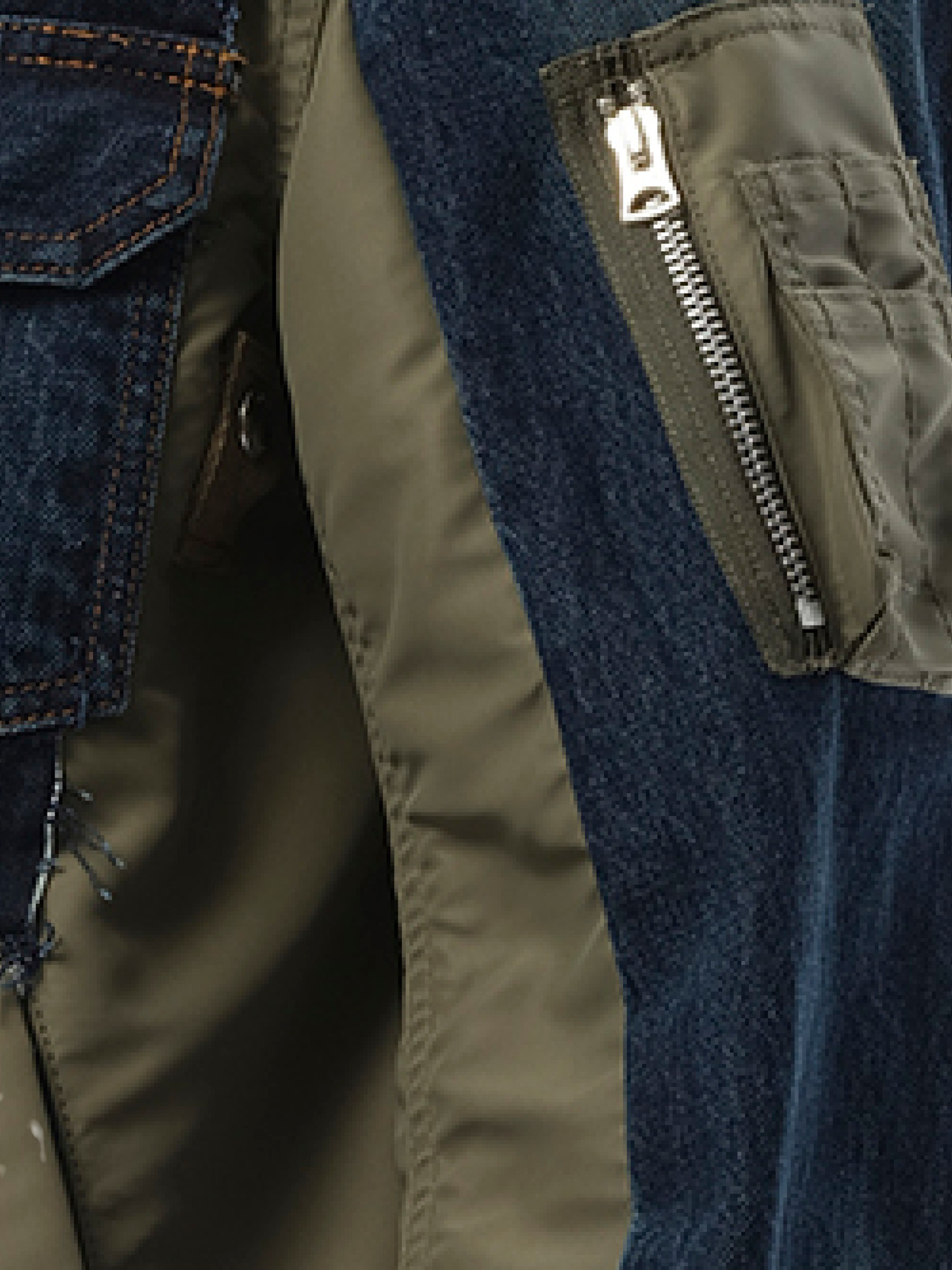 Denim Nylon Twill Jacket in Blue