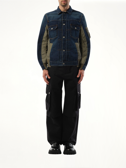 Denim Nylon Twill Jacket in Blue