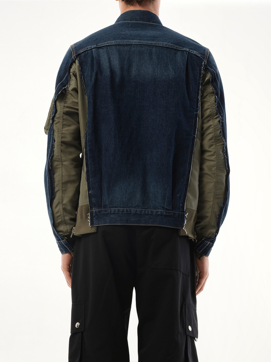 Denim Nylon Twill Jacket in Blue