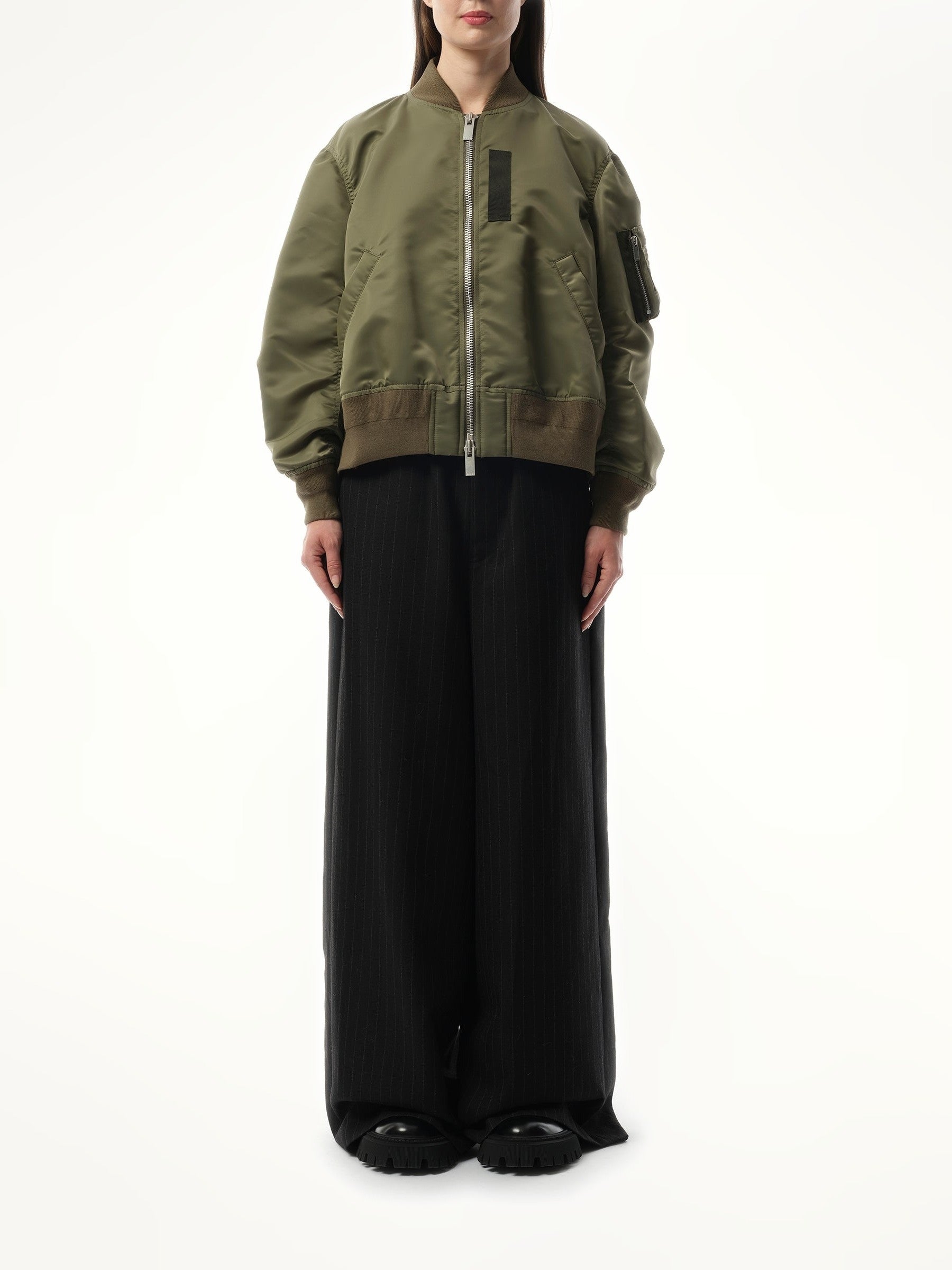 Sacai Nylon Twill Blouson in Khaki