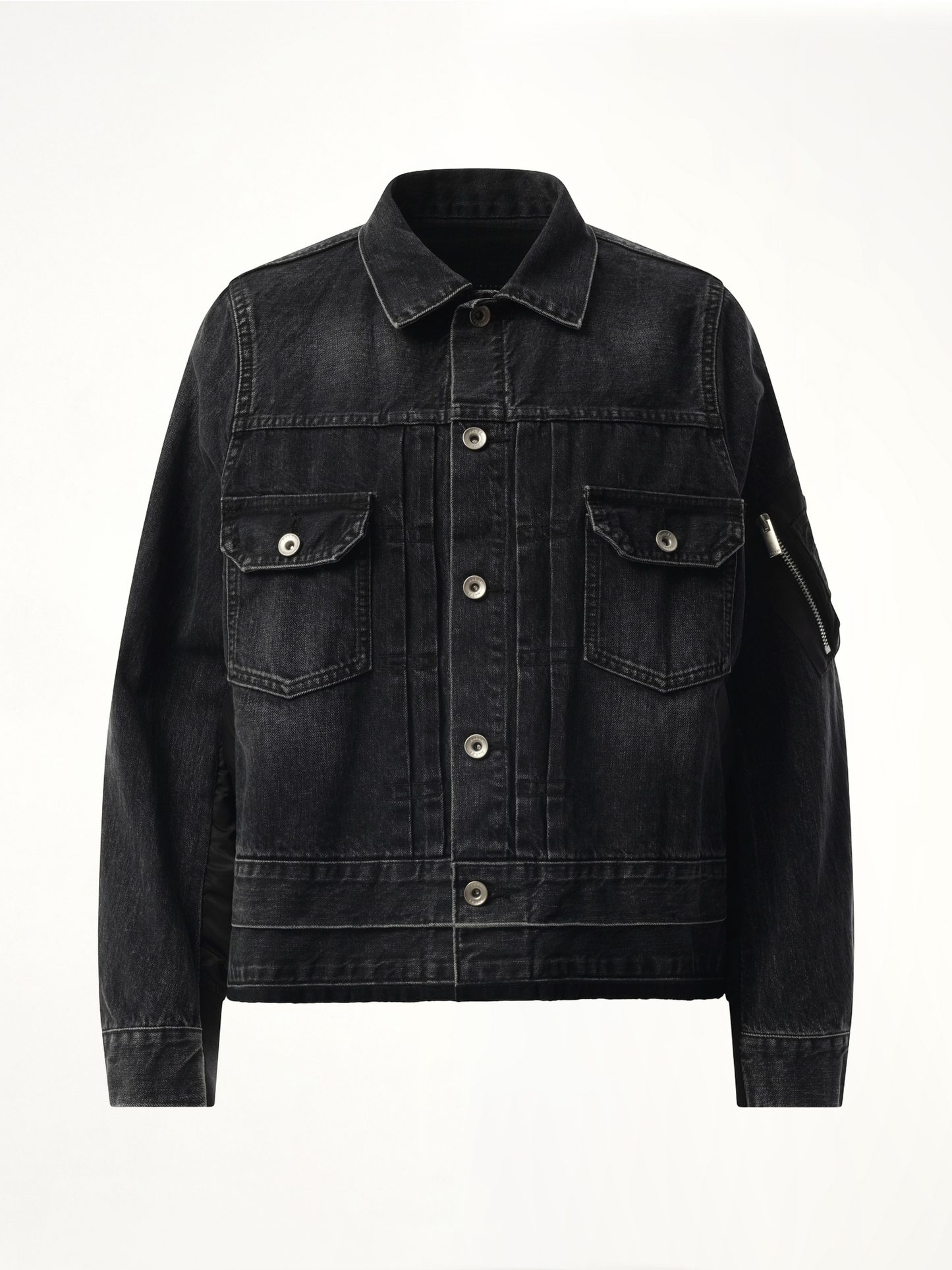 Denim Nylon Twill Jacket in Black