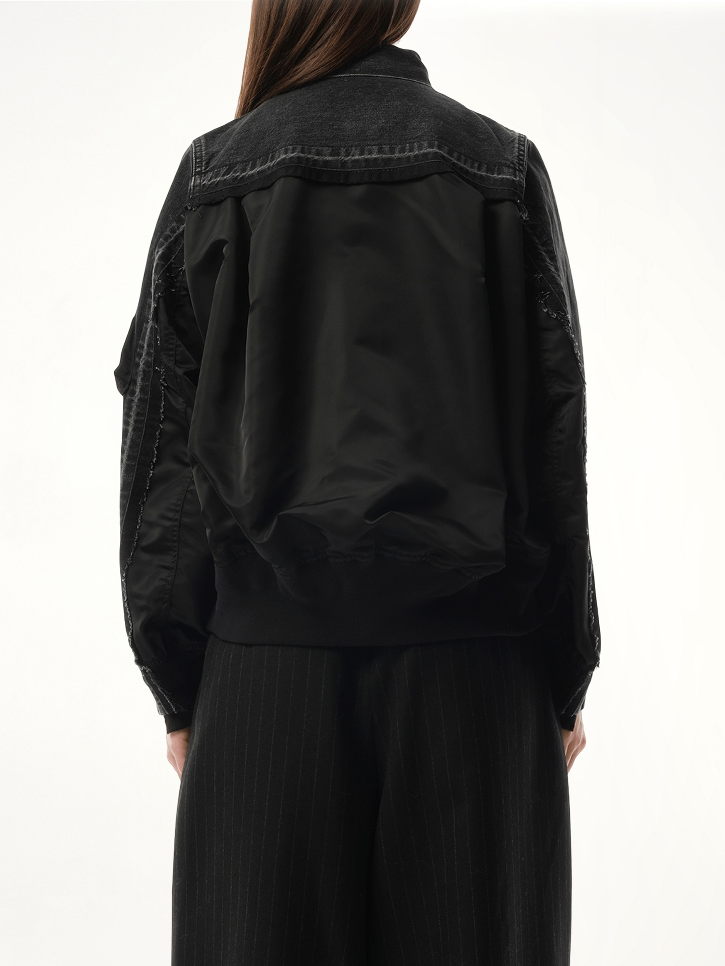 Denim Nylon Twill Jacket in Black