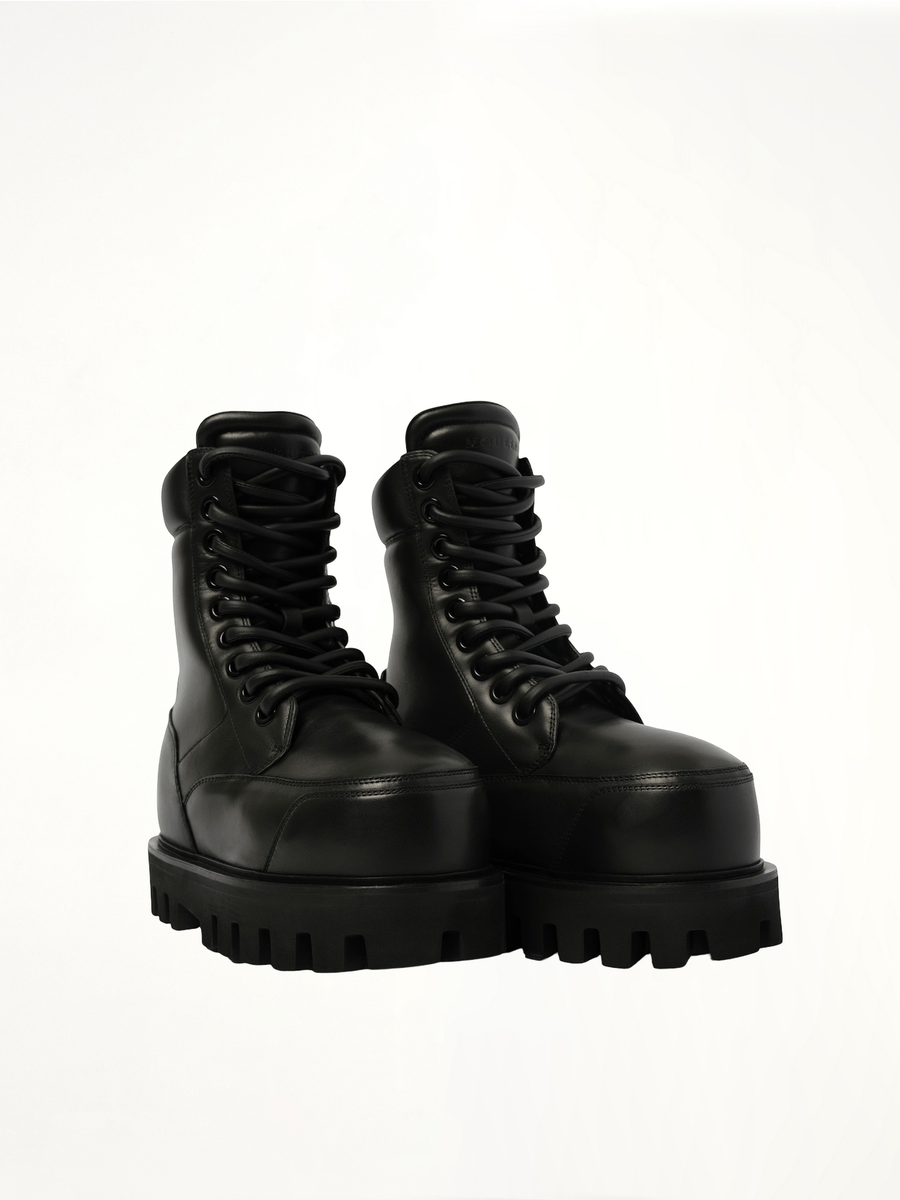 Parachute Ankle Boots in Black Front View | ALEXANDER MCQUEEN