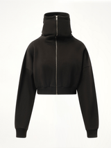 Cropped Full Zip Hoodie in Soot