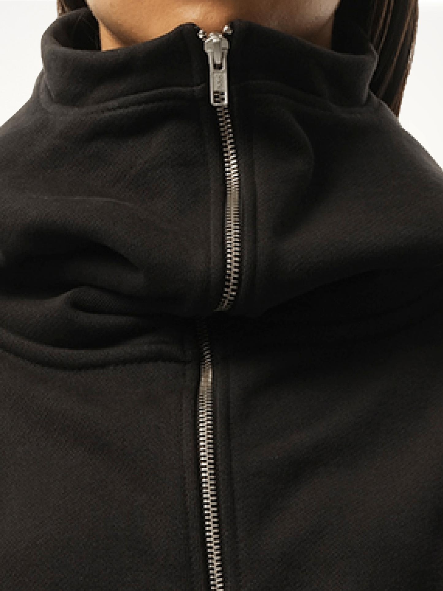 Cropped Full Zip Hoodie in Soot