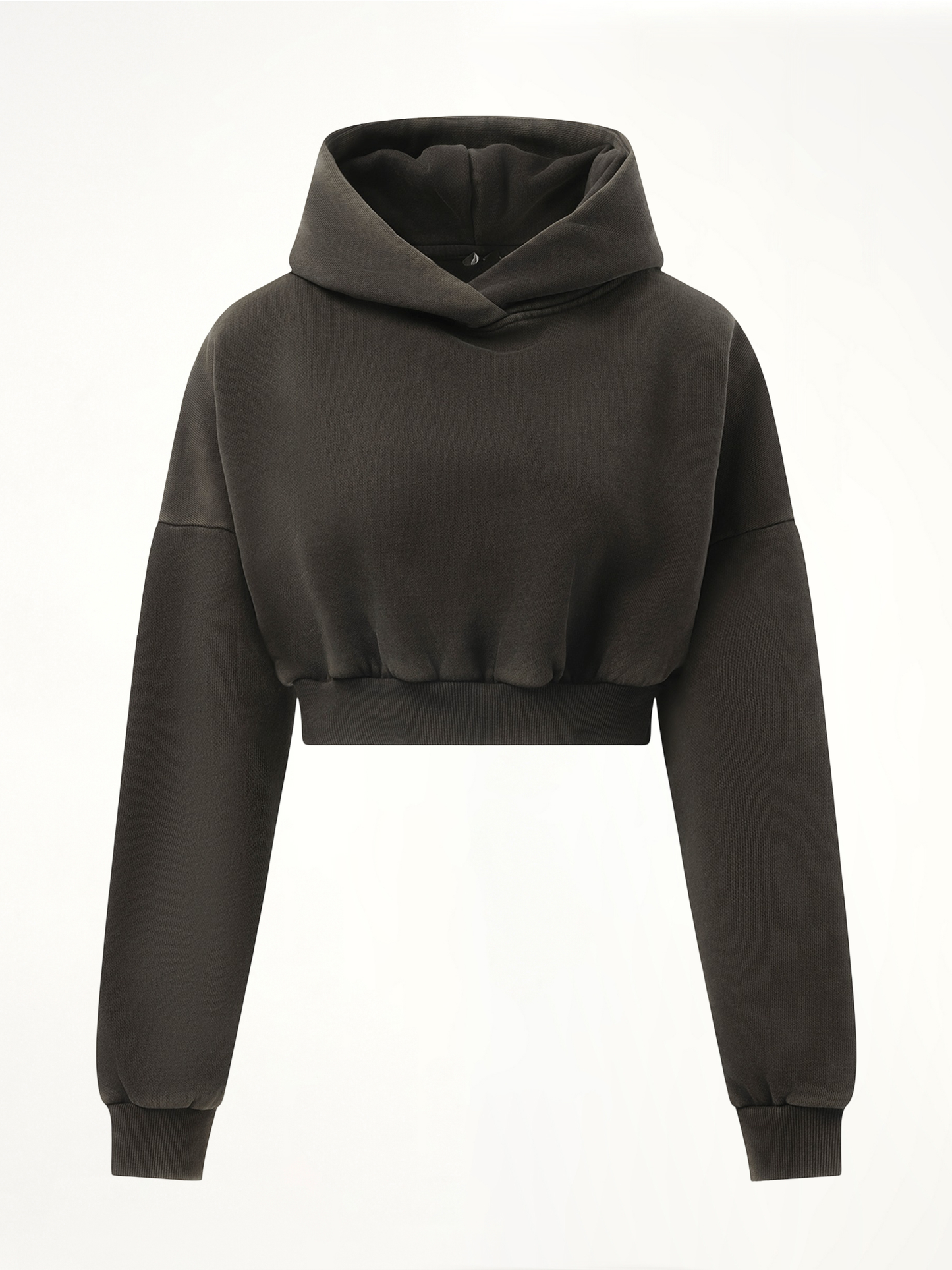 Cropped Heavy Hood in Washed Black
