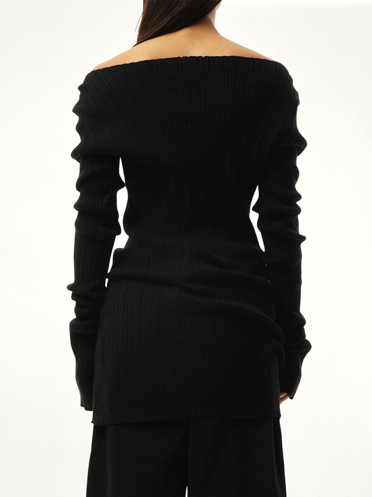 Arches Long Sleeve Knit Sweater in Black