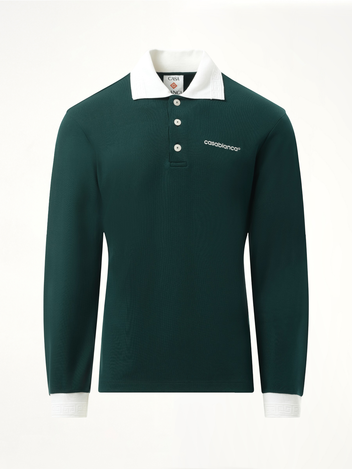 Long Sleeve Viscose Polo in Green