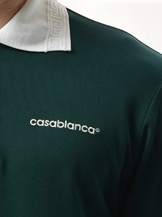 Long Sleeve Viscose Polo in Green