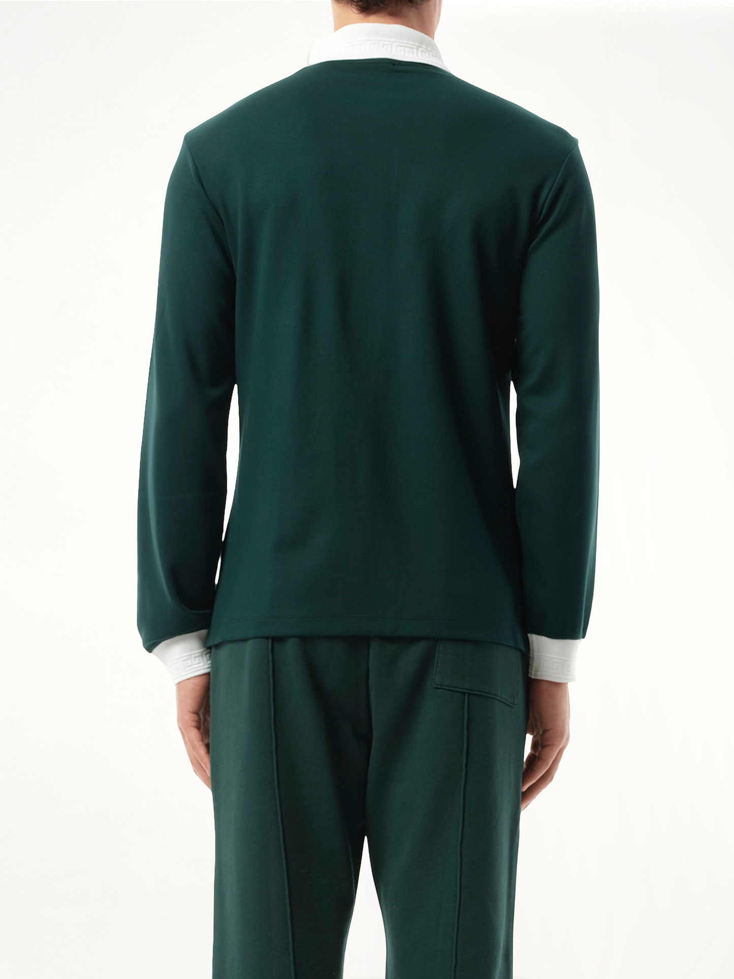 Long Sleeve Viscose Polo in Green