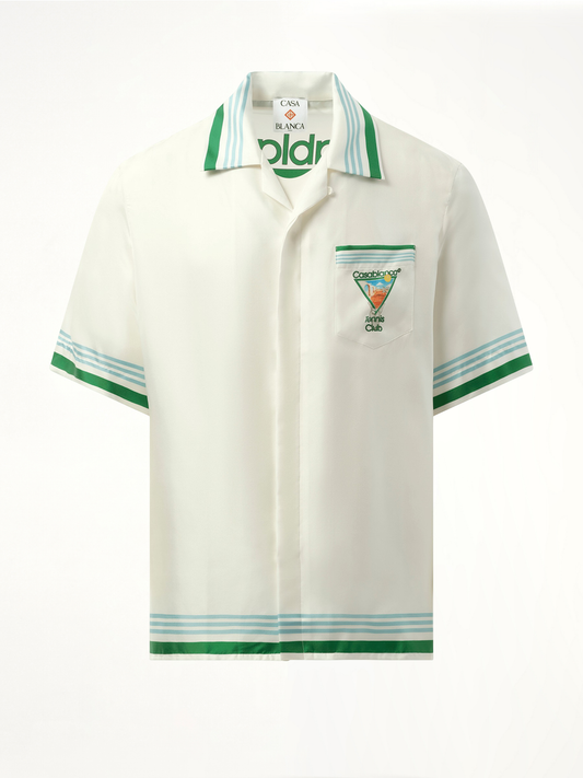 Metaphysical Tennis Icon Cuban Collar Shirt in White/Green