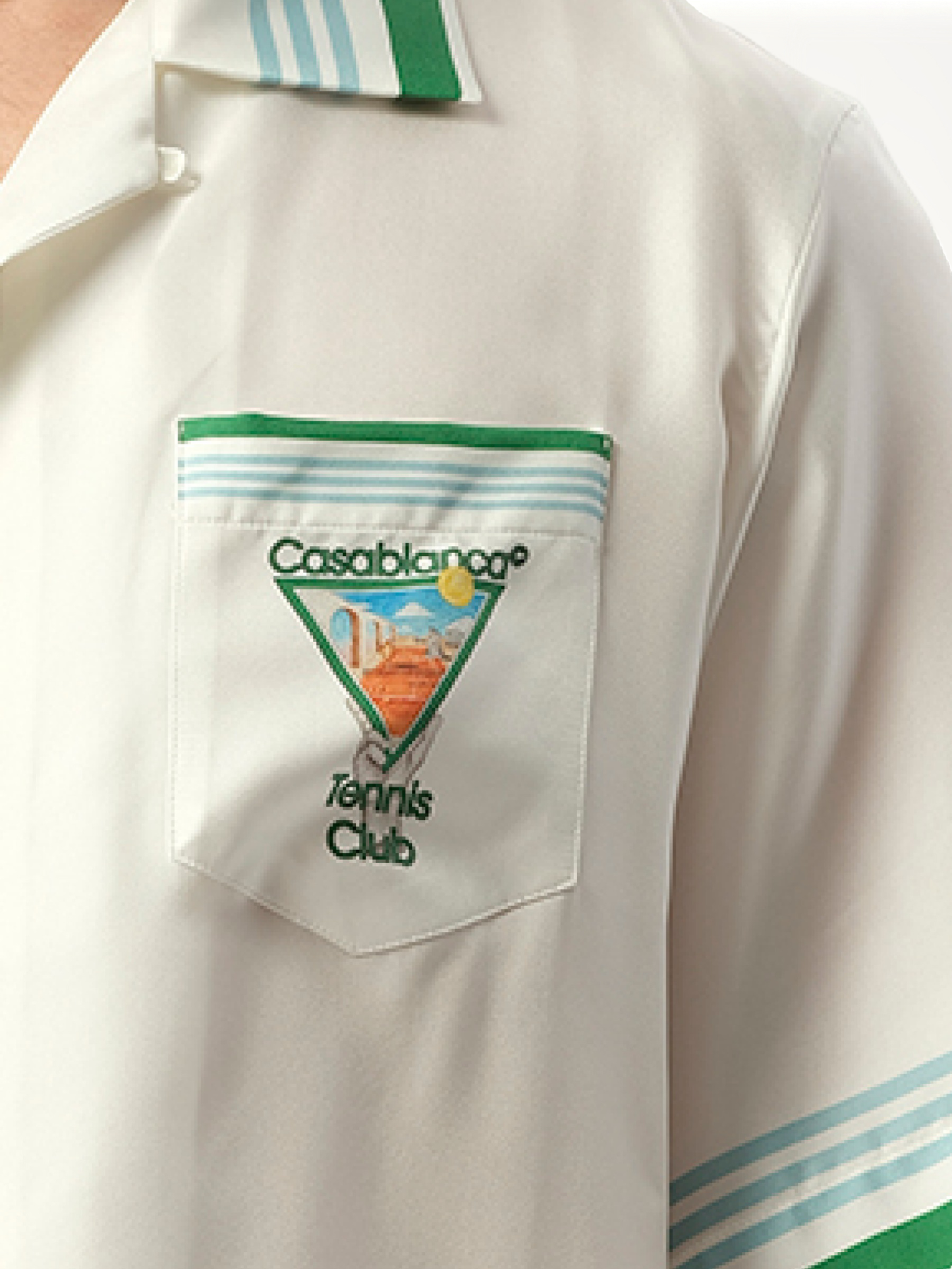 Metaphysical Tennis Icon Cuban Collar Shirt in White/Green