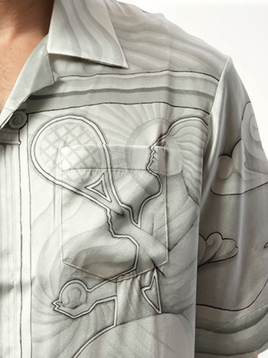 Sacred Stone Cuban Collar Shirt in Grey