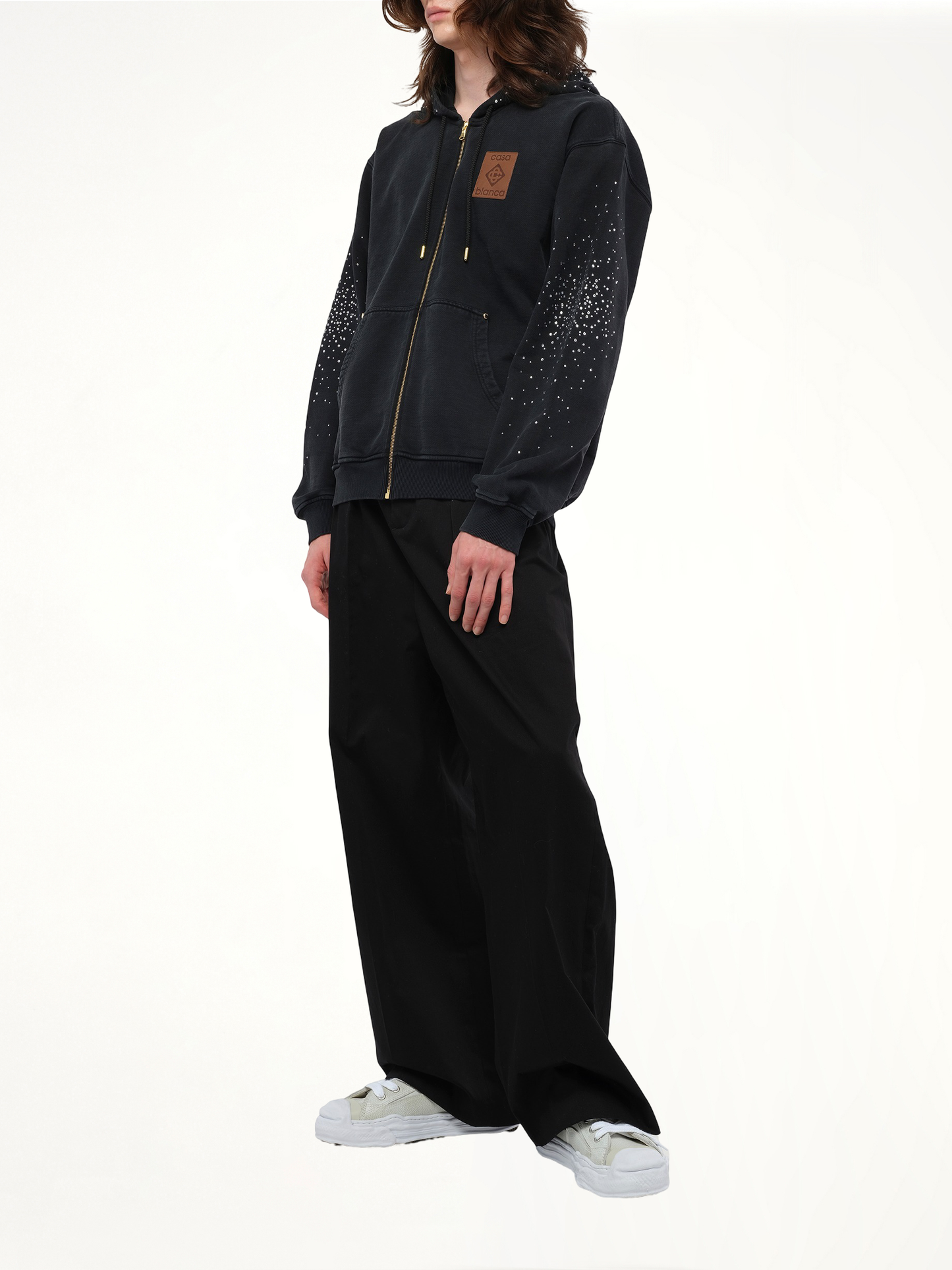 La Premonition Hotfix Printed Zip Hoodie in Faded Black