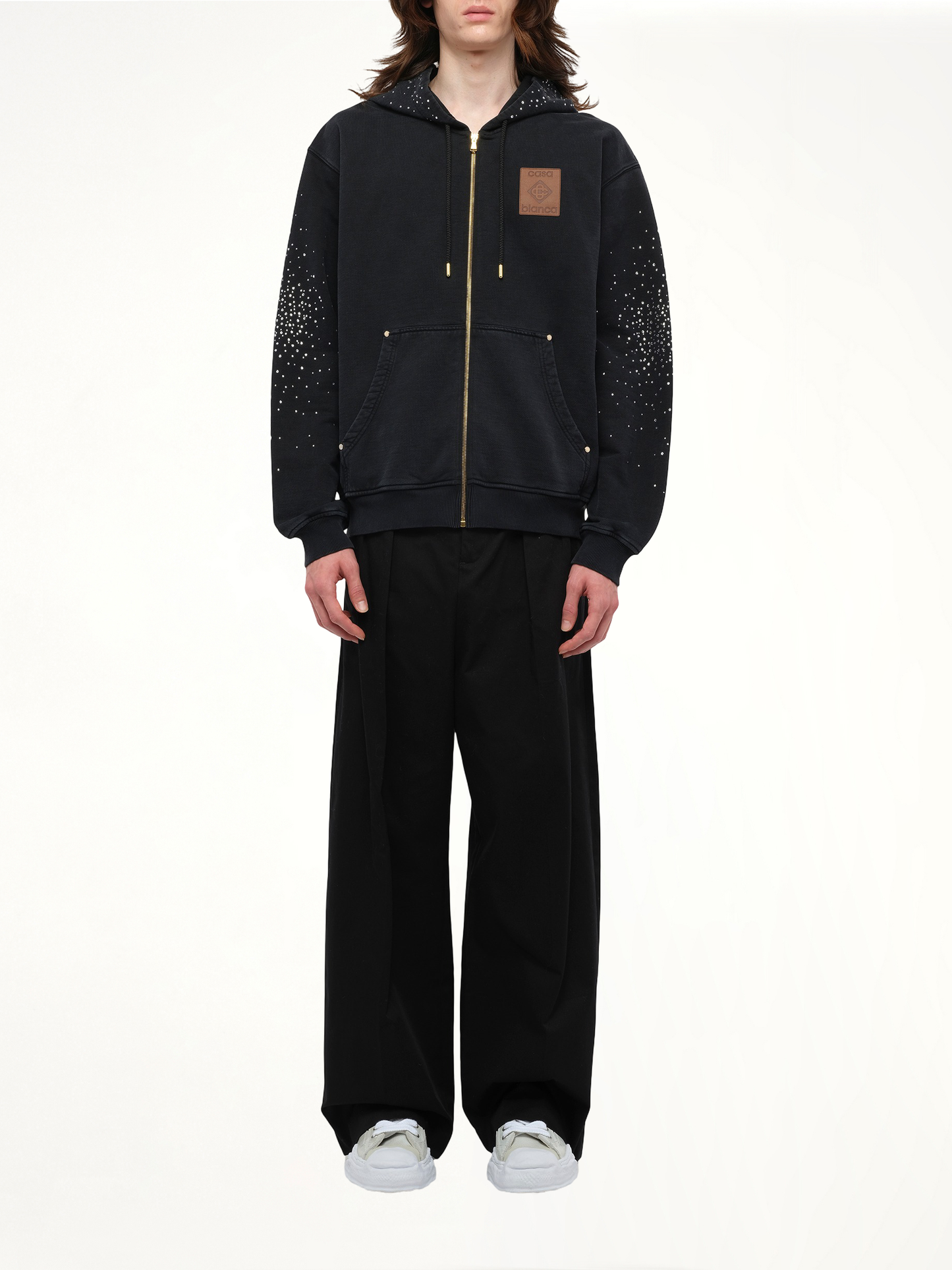 La Premonition Hotfix Printed Zip Hoodie in Faded Black