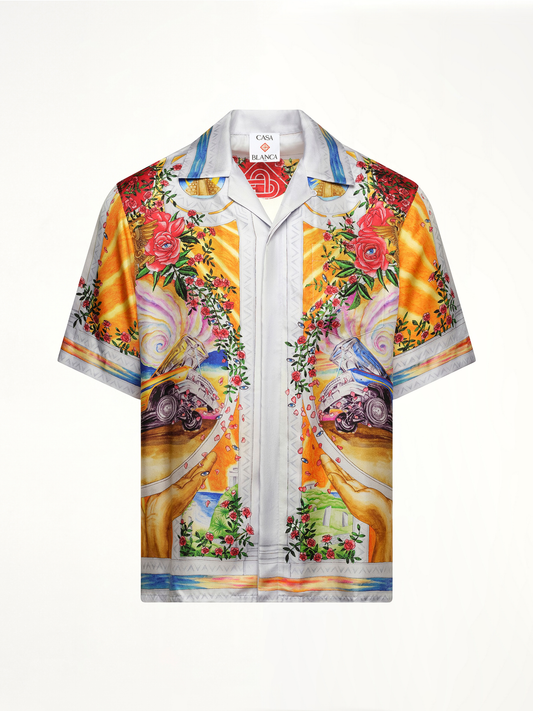 A Tournade De Rose Cuban Collar Shirt in Multicolour