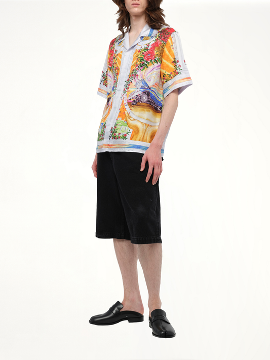 A Tournade De Rose Cuban Collar Shirt in Multicolour