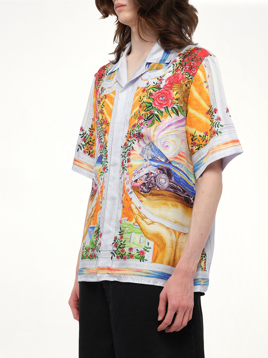 A Tournade De Rose Cuban Collar Shirt in Multicolour