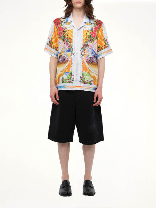 A Tournade De Rose Cuban Collar Shirt in Multicolour