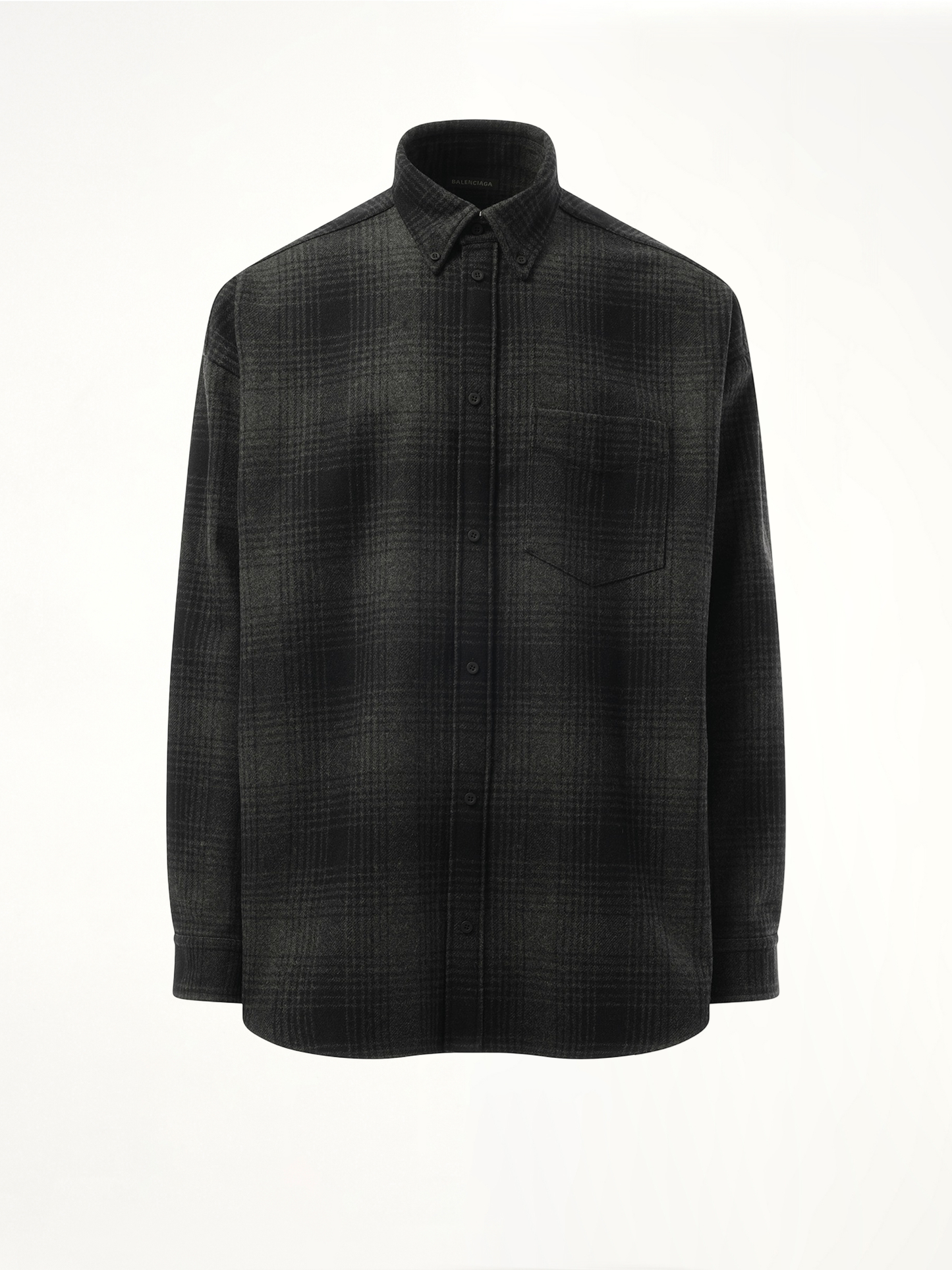 Oversized Wool Check Shirt in Grey/Black