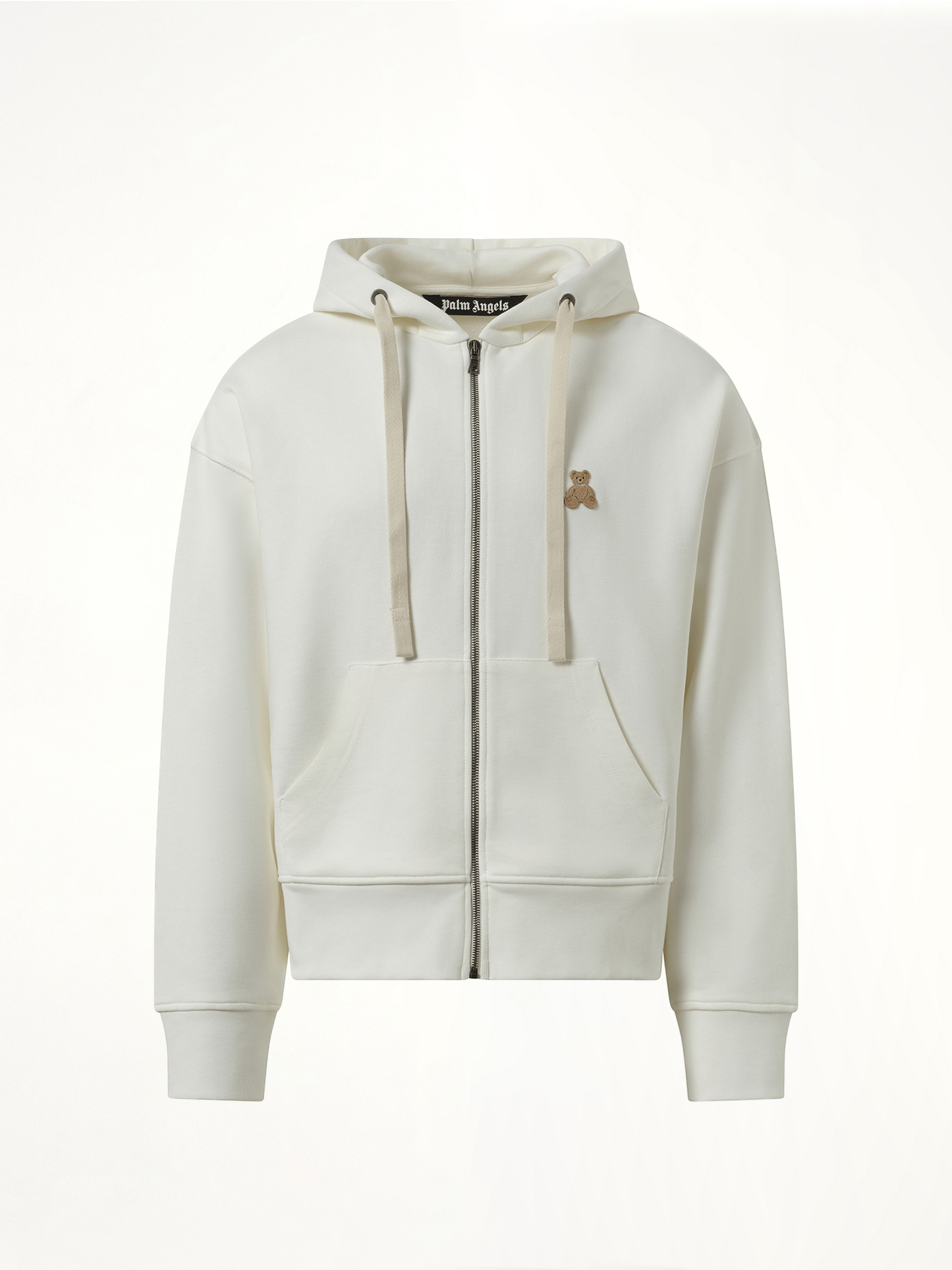 Bear in Mind Zipped Hoodie in Off White/Brown