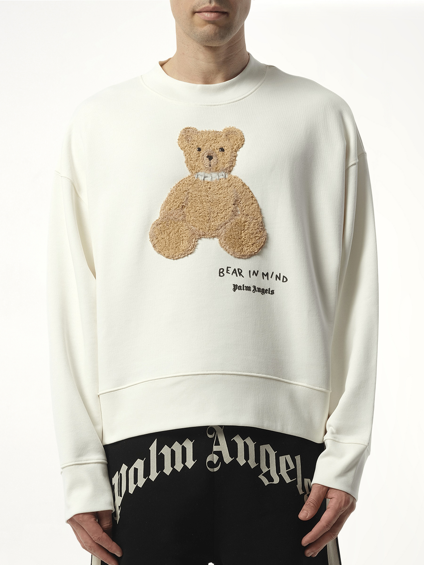 Bear in Mind Crewneck Sweatshirt in Off White/Brown