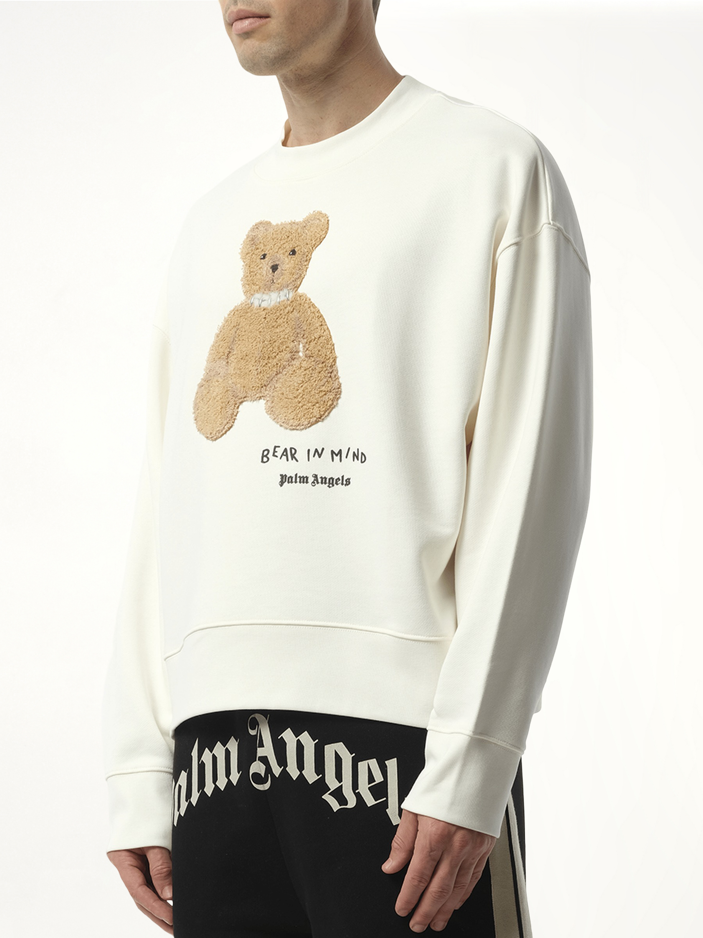 Bear in Mind Crewneck Sweatshirt in Off White/Brown
