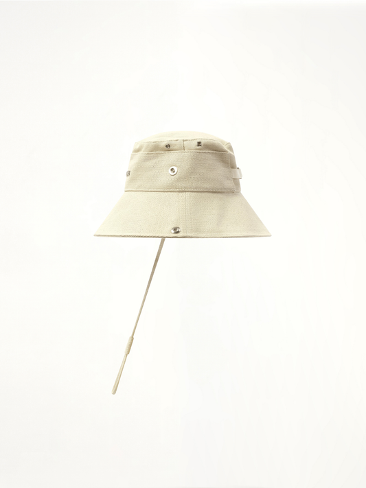 Le Bob Denim Bucket Hat in Off White