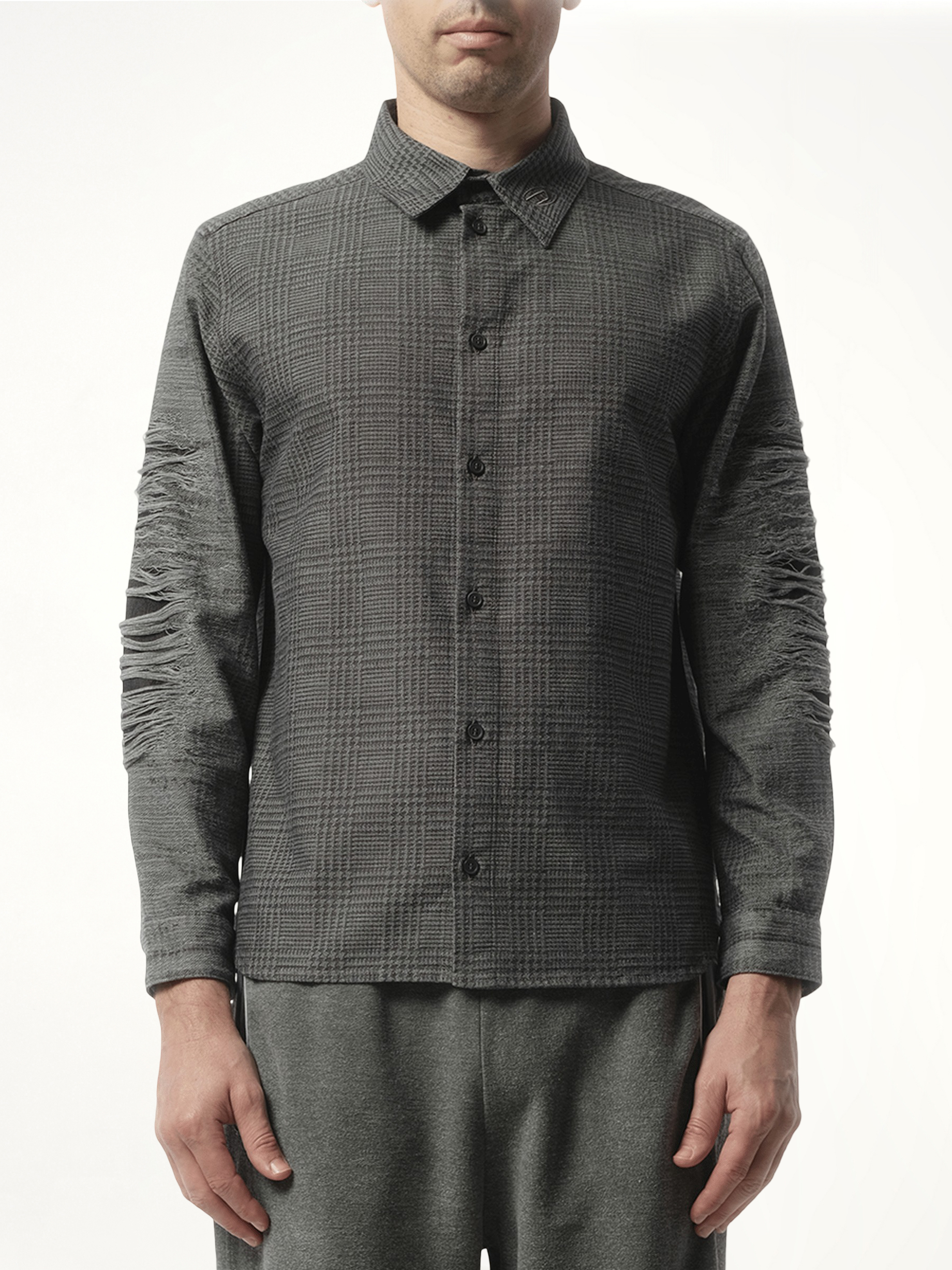 Distressed Sleeve Shirt in Grey