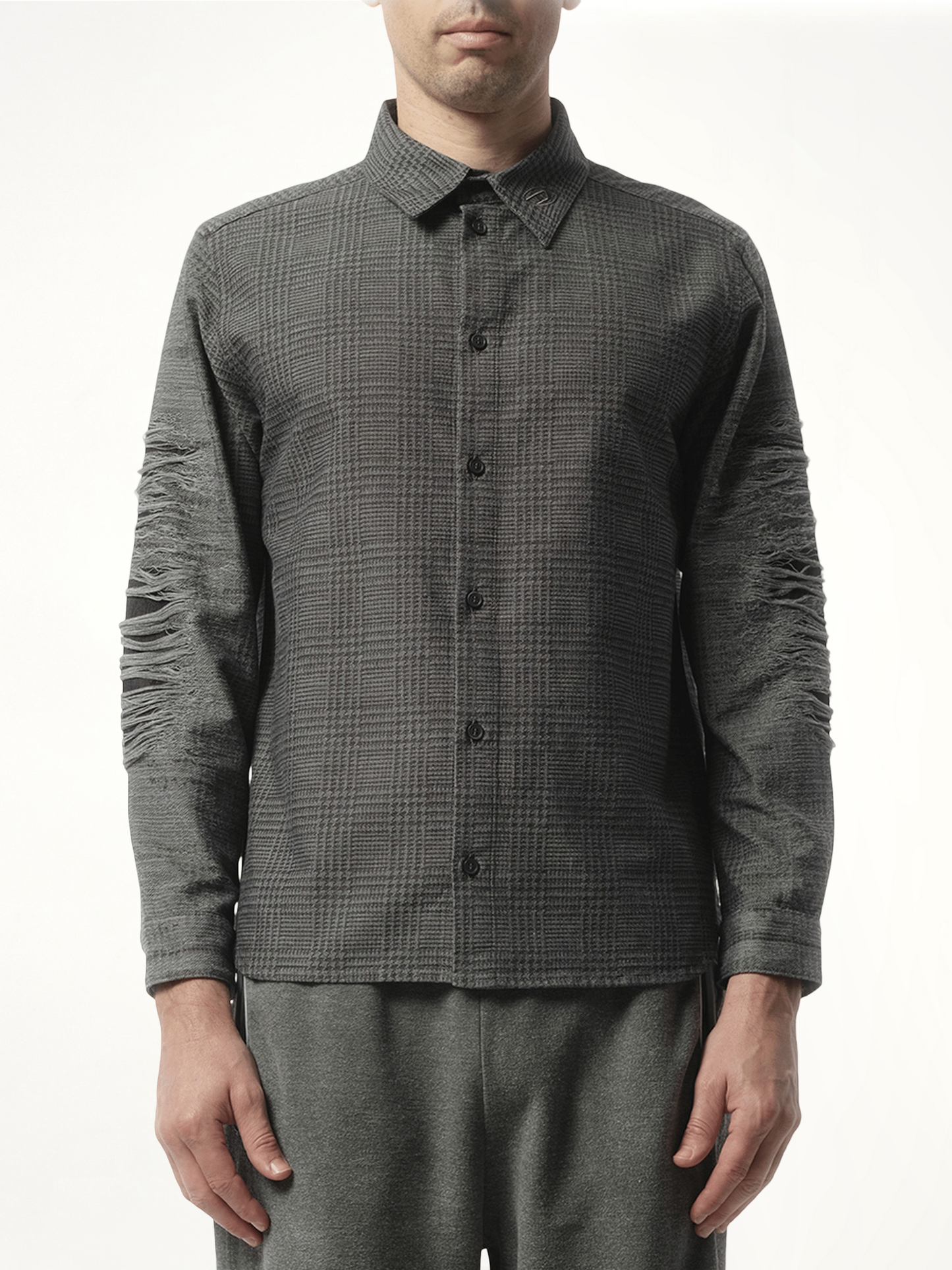Distressed Sleeve Shirt in Grey