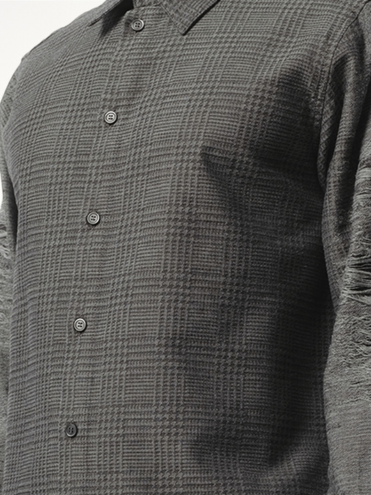 Distressed Sleeve Shirt in Grey