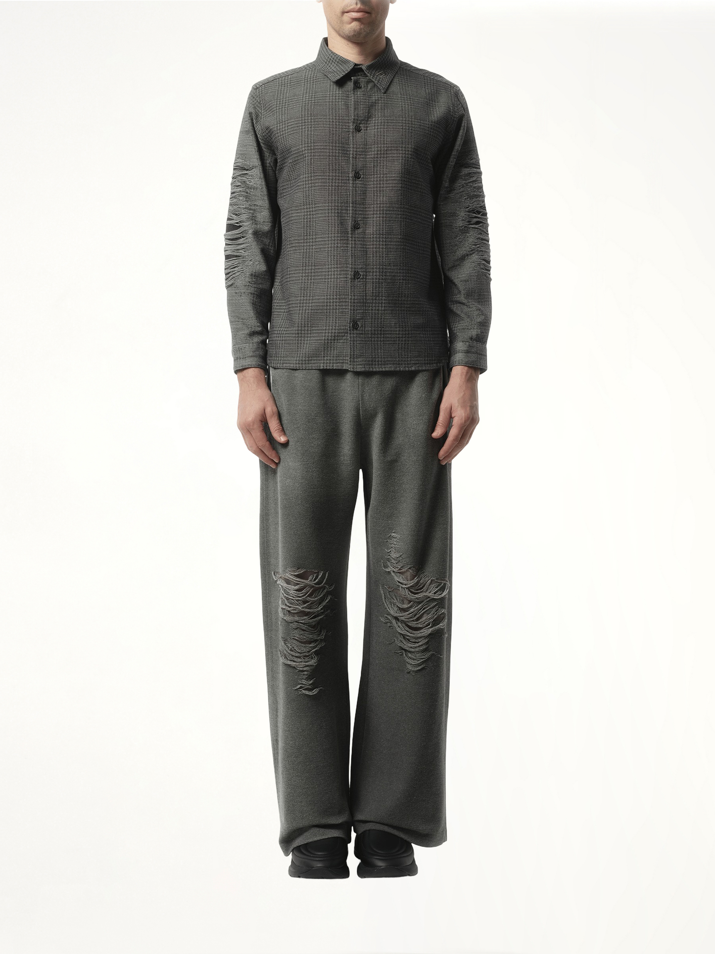 Distressed Sleeve Shirt in Grey