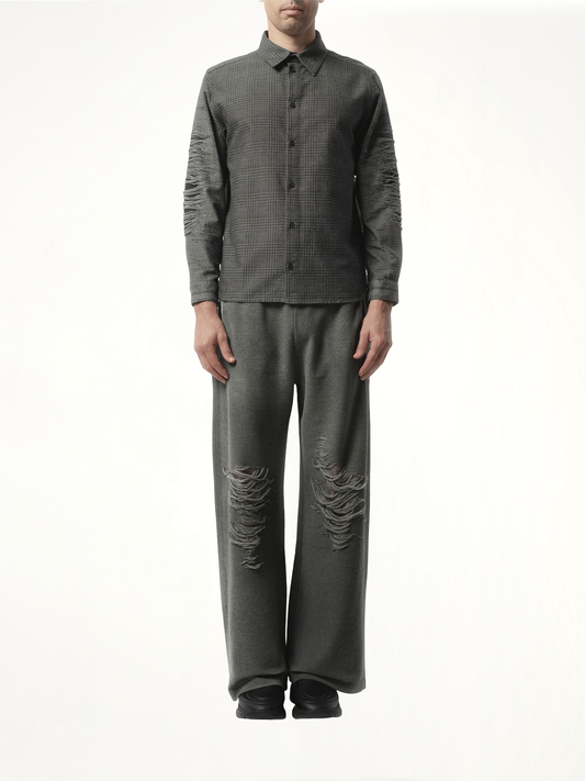 Distressed Sleeve Shirt in Grey