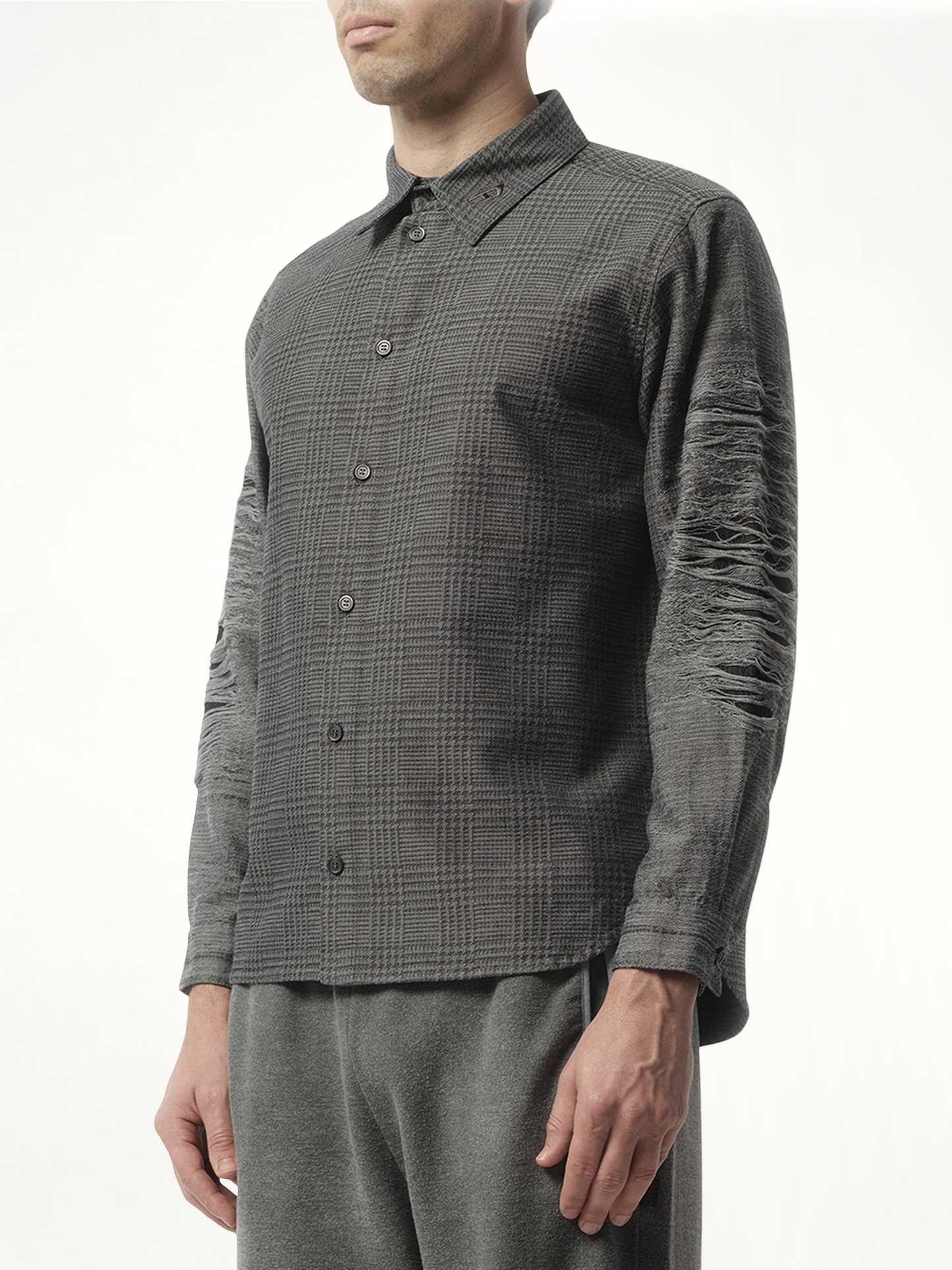 Distressed Sleeve Shirt in Grey