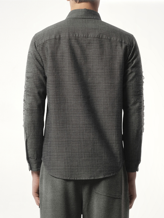Distressed Sleeve Shirt in Grey