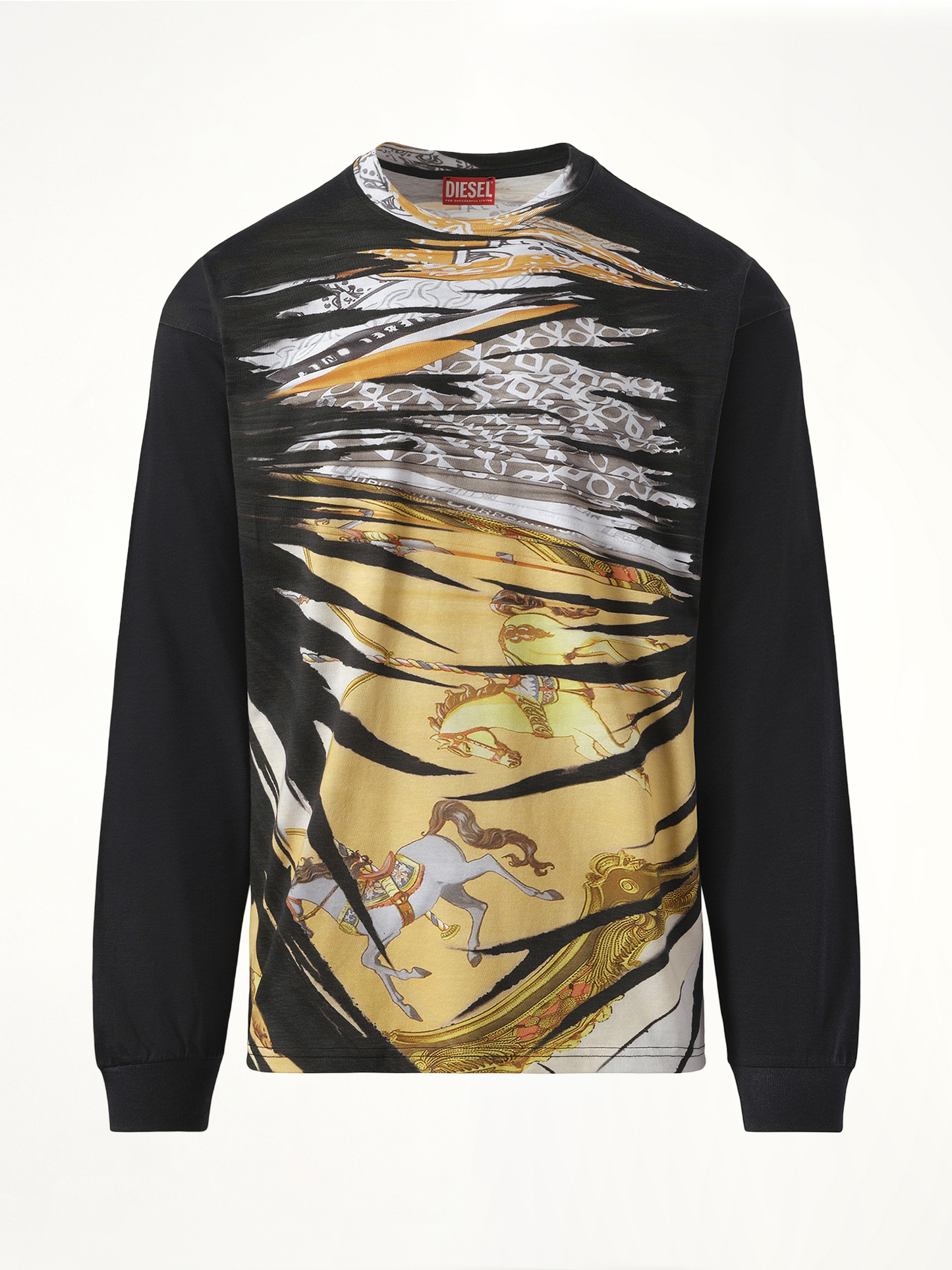 Collage Print Long Sleeve T-Shirt in Multicolour