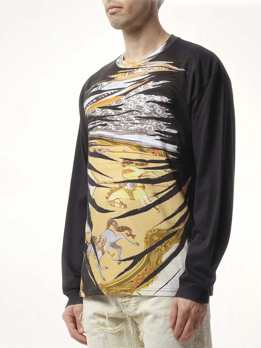 Collage Print Long Sleeve T-Shirt in Multicolour