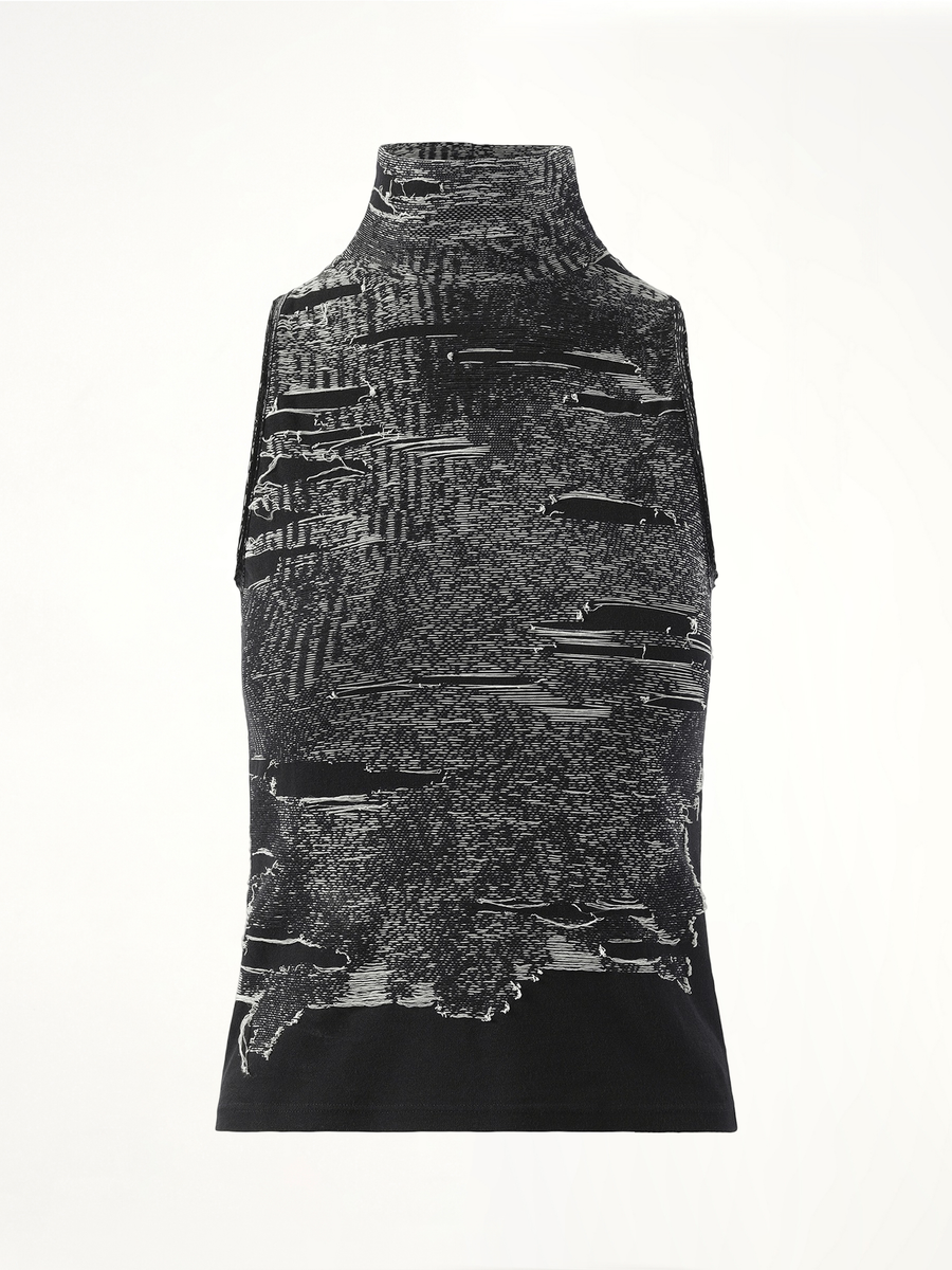 Distressed Halterneck Top in Black