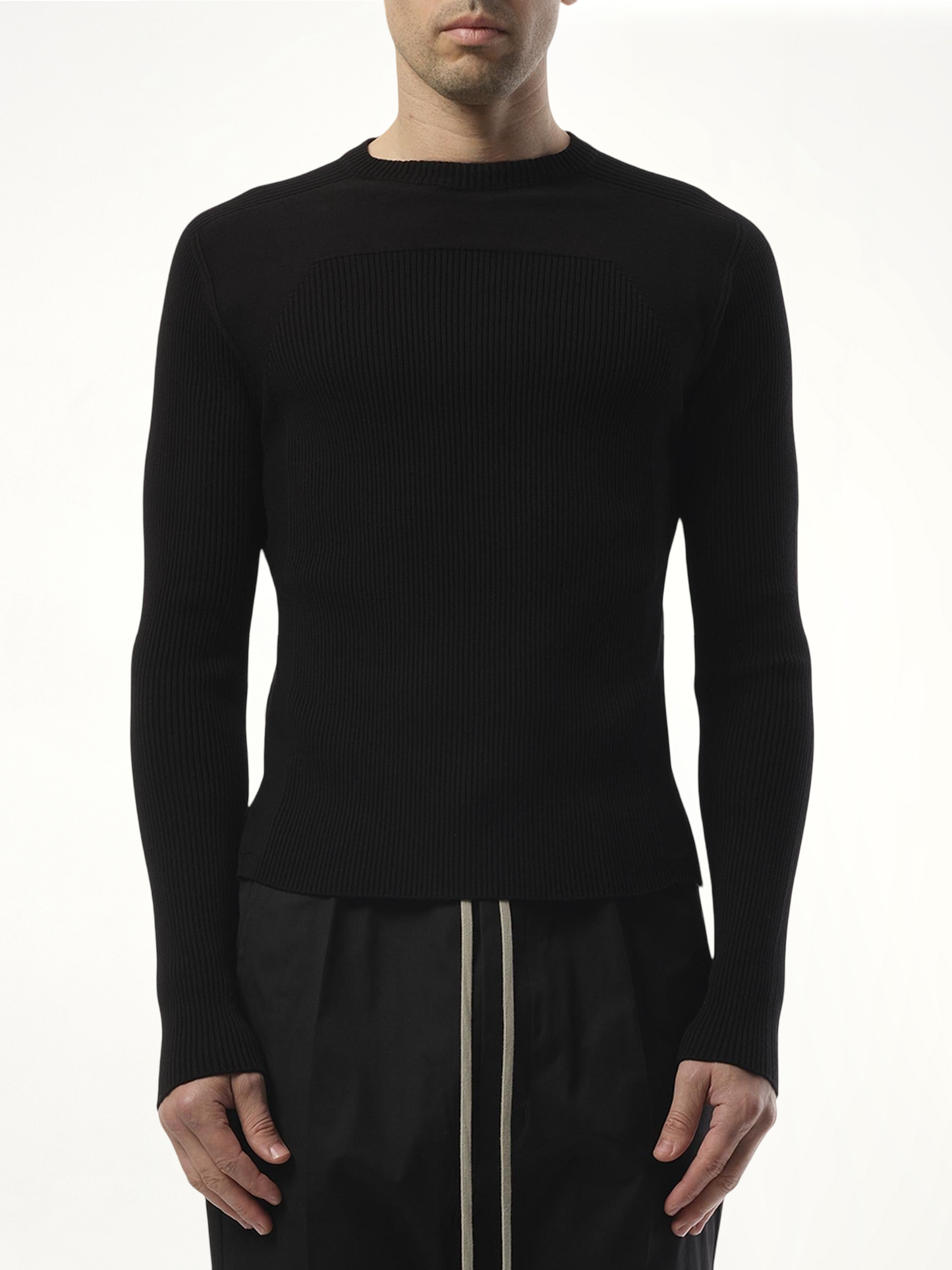 Ribbed Geo Sweater in Black
