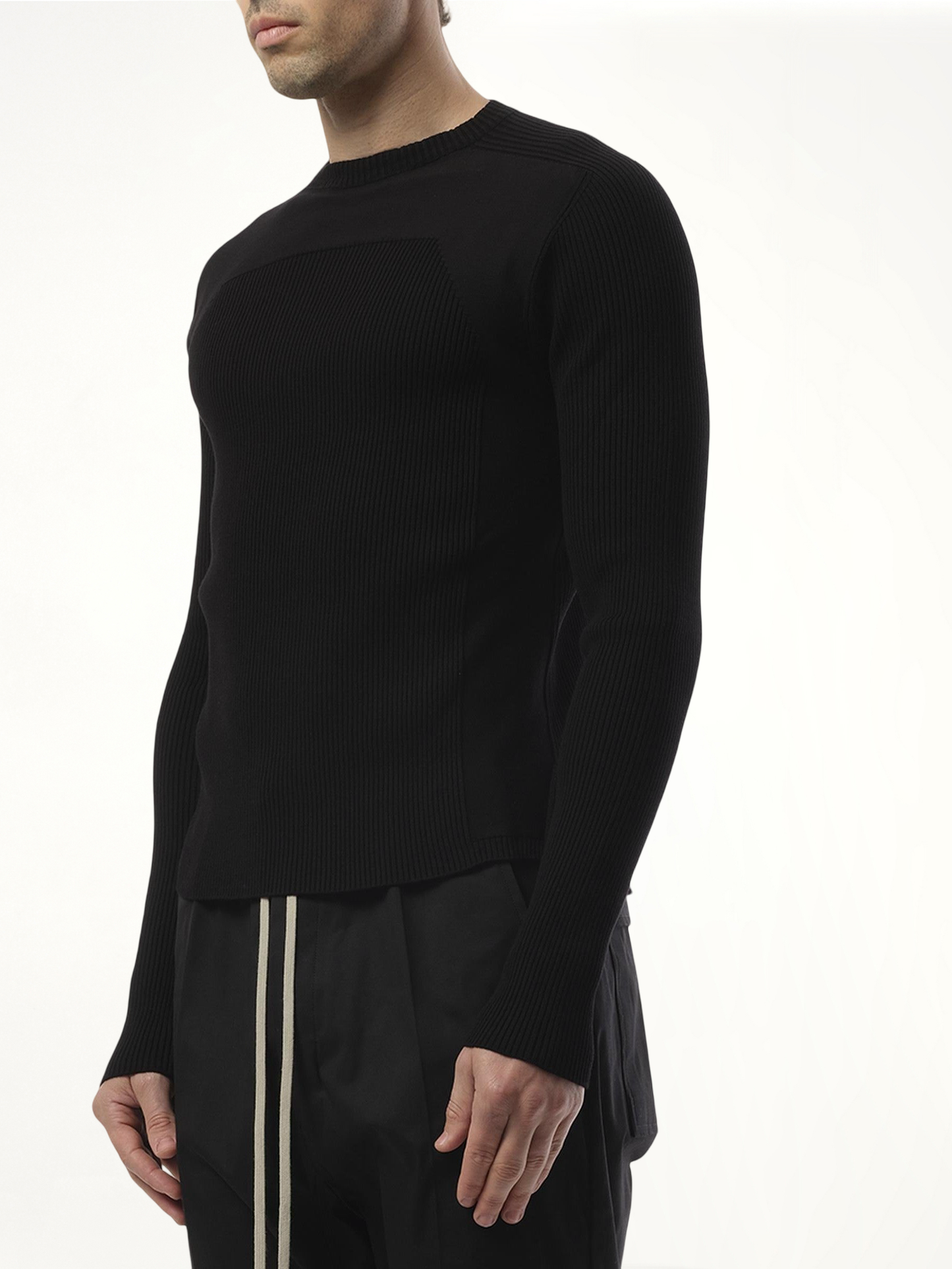 Ribbed Geo Sweater in Black