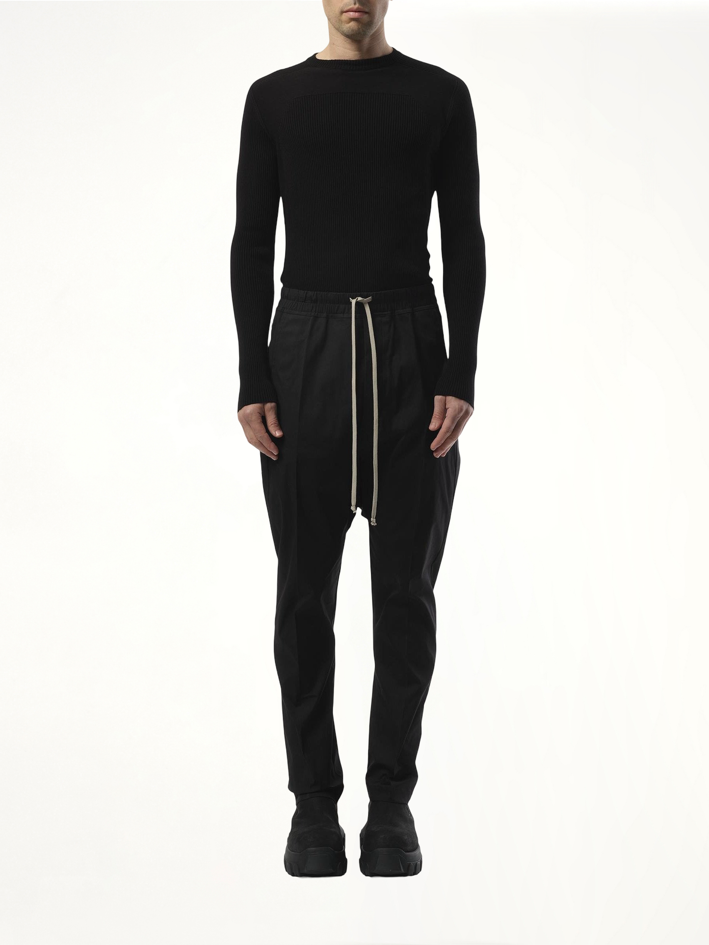 Drawstring Long Pants in Black