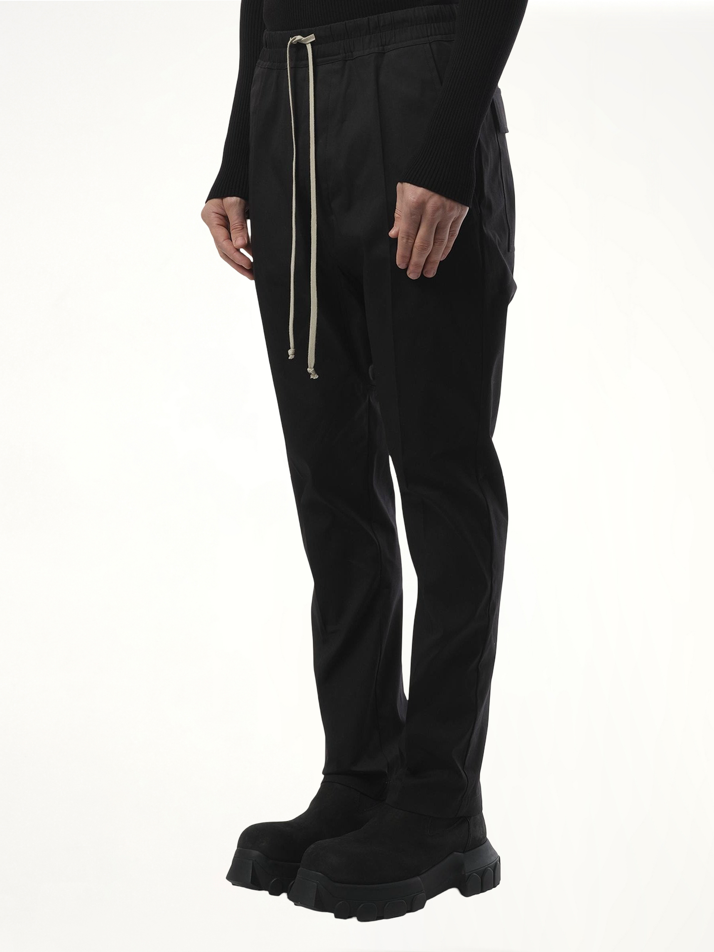 Drawstring Long Pants in Black