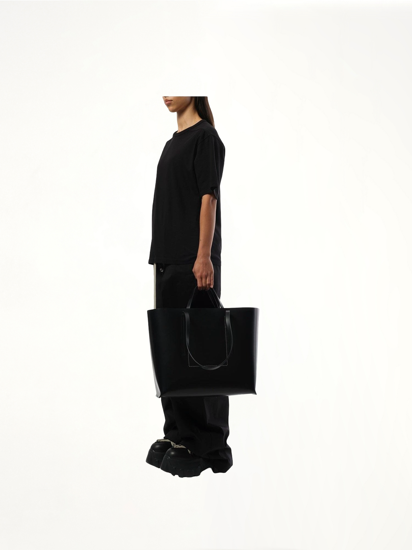Leather Shopper Bag in Black