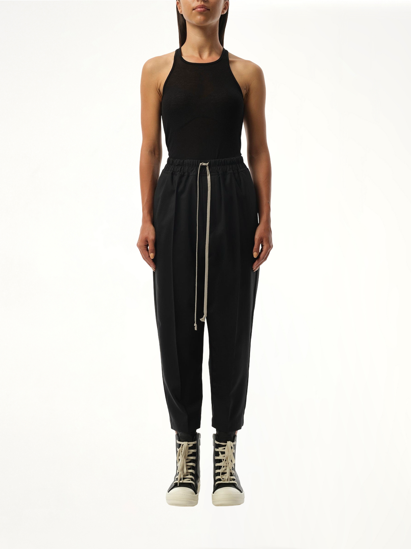 Drawstring Astaires Cropped Pants in Black