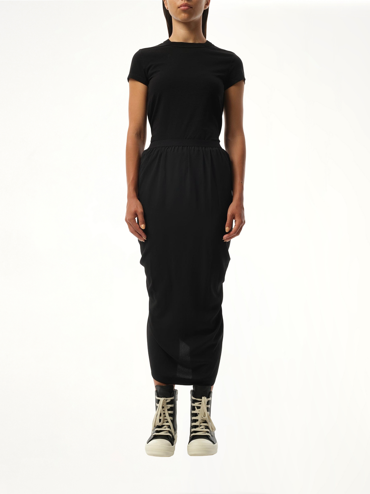 Cocoon Crepe Shrimp Skirt in Black